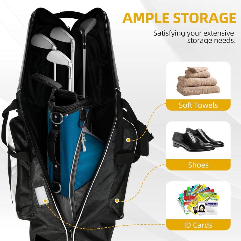 Shopsource Golf Travel Bag for Airlines with Wheels and ABS Hard Case Top, 1680D Heavy Duty Oxford Golf Travel Cover Case, Protect Golf Clubs, Lightweight and Easy to Maneuver - Image 5
